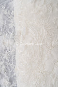 3D flower lace fabric/ French bridal lace fabric/ Romantic floral lace fabric with 3D flowers/ Wedding lace fabric// L24-682