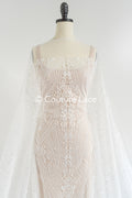 Floral bridal lace/ bridal lace fabric/ off-white bridal lace/ embroidered wedding lace/ couture lace/ L24-685