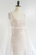 Floral bridal lace/ bridal lace fabric/ off-white bridal lace/ embroidered wedding lace/ couture lace/ L24-685