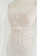 Floral bridal lace/ bridal lace fabric/ off-white bridal lace/ embroidered wedding lace/ couture lace/ L24-685