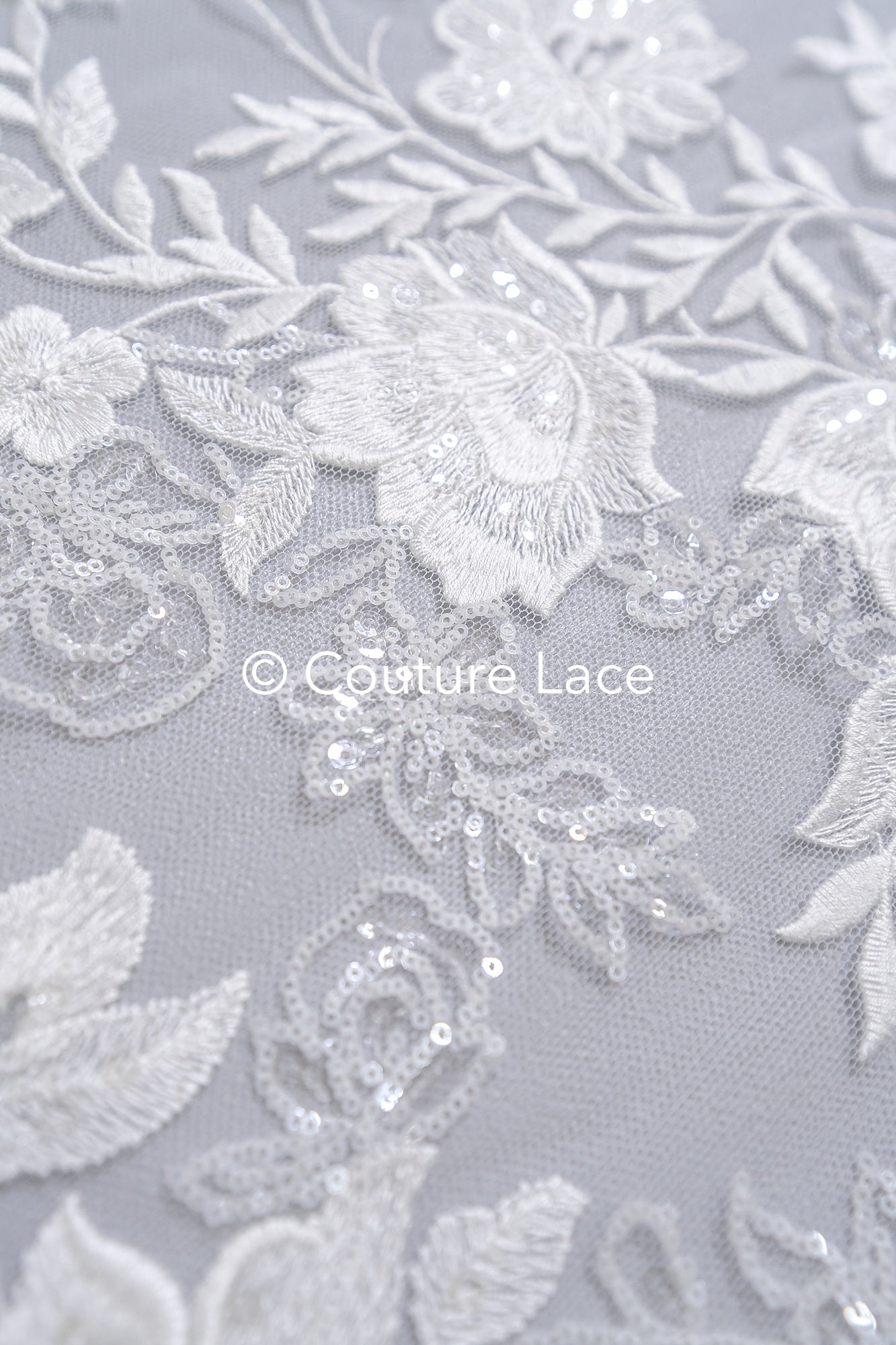 Floral Bridal Lace/ Bridal Lace Fabric/ Off-White Bridal Lace/ Embroidered Wedding Lace/ Couture Lace/ L24-688