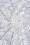Floral Bridal Lace/ Bridal Lace Fabric/ Off-White Bridal Lace/ Embroidered Wedding Lace/ Couture Lace/ L24-688