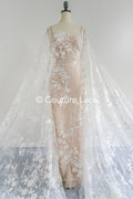Floral Bridal Lace/ Bridal Lace Fabric/ Off-White Bridal Lace/ Embroidered Wedding Lace/ Couture Lace/ L24-688