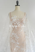 Floral Bridal Lace/ Bridal Lace Fabric/ Off-White Bridal Lace/ Embroidered Wedding Lace/ Couture Lace/ L24-688