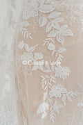 Floral Bridal Lace/ Bridal Lace Fabric/ Off-White Bridal Lace/ Embroidered Wedding Lace/ Couture Lace/ L24-688