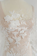 Floral Bridal Lace/ Bridal Lace Fabric/ Off-White Bridal Lace/ Embroidered Wedding Lace/ Couture Lace/ L24-688