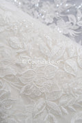 Floral Bridal Lace/ Bridal Lace Fabric/ Off-White Bridal Lace/ Embroidered Wedding Lace/ Couture Lace/ L24-688