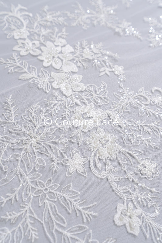 Perlen-Spitzenstoff/ Couture-Spitzenstoff/ Braut-Spitzenstoff/ Perlen-Spitzenstoff// L24-689