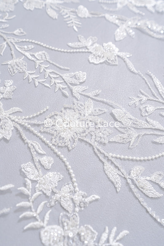 Perlen-Spitzenstoff/ Couture-Spitzenstoff/ Braut-Spitzenstoff/ Perlen-Spitzenstoff// L24-690
