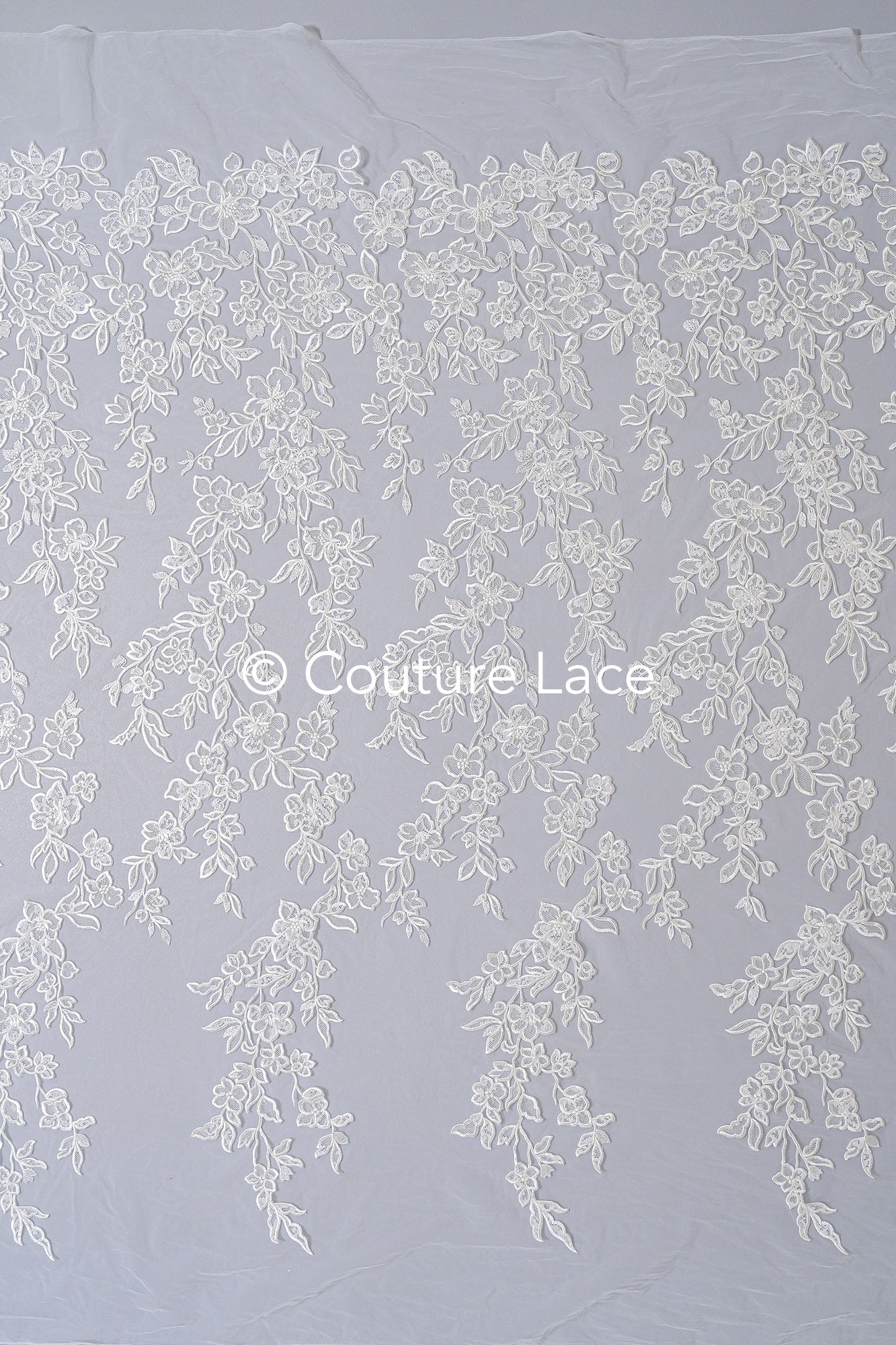 Floral bridal lace/ bridal lace fabric/ off-white bridal lace/ embroidered wedding lace/ couture lace/ L24-693