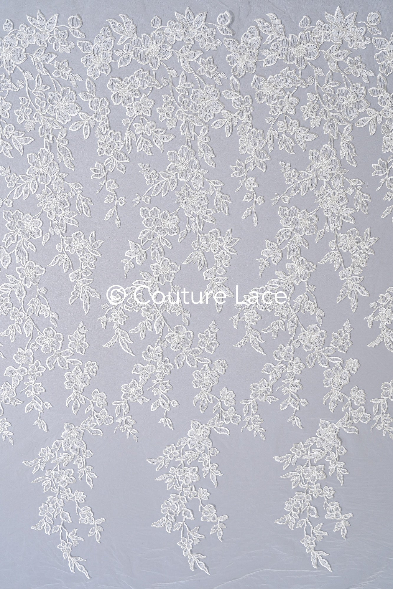 Floral bridal lace/ bridal lace fabric/ off-white bridal lace/ embroidered wedding lace/ couture lace/ L24-693