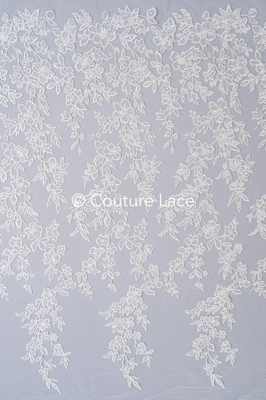 Floral bridal lace/ bridal lace fabric/ off-white bridal lace/ embroidered wedding lace/ couture lace/ L24-693