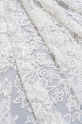 Floral bridal lace/ bridal lace fabric/ off-white bridal lace/ embroidered wedding lace/ couture lace/ L24-693