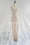 Floral bridal lace/ bridal lace fabric/ off-white bridal lace/ embroidered wedding lace/ couture lace/ L24-693