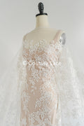 Floral bridal lace/ bridal lace fabric/ off-white bridal lace/ embroidered wedding lace/ couture lace/ L24-693