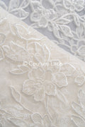 Floral bridal lace/ bridal lace fabric/ off-white bridal lace/ embroidered wedding lace/ couture lace/ L24-693