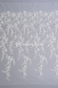 3D flower lace fabric/ French bridal lace fabric/ Romantic floral lace fabric with 3D flowers/ Wedding lace fabric// L24-694