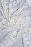 3D flower lace fabric/ French bridal lace fabric/ Romantic floral lace fabric with 3D flowers/ Wedding lace fabric// L24-694