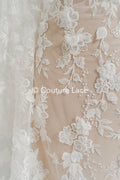 3D flower lace fabric/ French bridal lace fabric/ Romantic floral lace fabric with 3D flowers/ Wedding lace fabric// L24-694