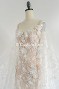 3D flower lace fabric/ French bridal lace fabric/ Romantic floral lace fabric with 3D flowers/ Wedding lace fabric// L24-694