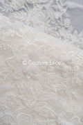 3D flower lace fabric/ French bridal lace fabric/ Romantic floral lace fabric with 3D flowers/ Wedding lace fabric// L24-694
