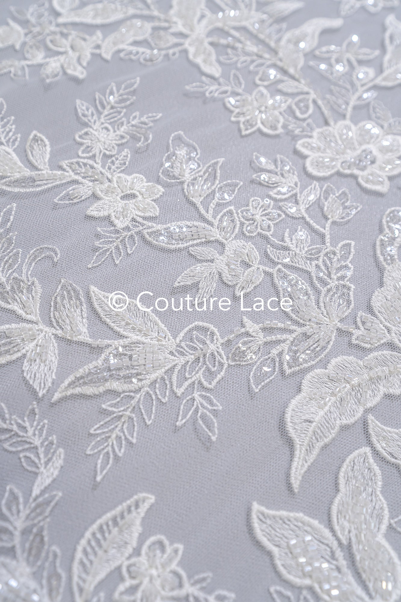 Beaded lace fabric/ Couture lace fabric/ Bridal lace fabric/ Beaded lace fabric// L24-695