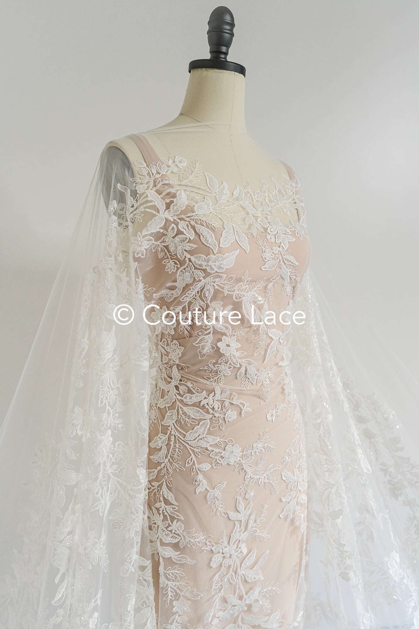 Beaded lace fabric/ Couture lace fabric/ Bridal lace fabric/ Beaded lace fabric// L24-695