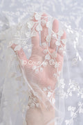 Floral bridal lace/ bridal lace fabric/ off-white bridal lace/ embroidered wedding lace/ couture lace/ L24-697