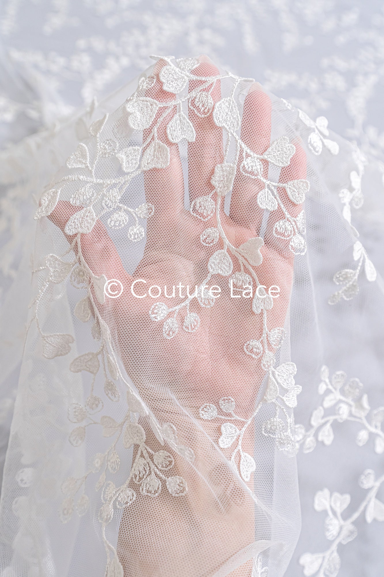 Floral bridal lace/ bridal lace fabric/ off-white bridal lace/ embroidered wedding lace/ couture lace/ L24-697