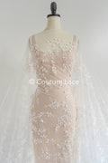 Floral bridal lace/ bridal lace fabric/ off-white bridal lace/ embroidered wedding lace/ couture lace/ L24-697