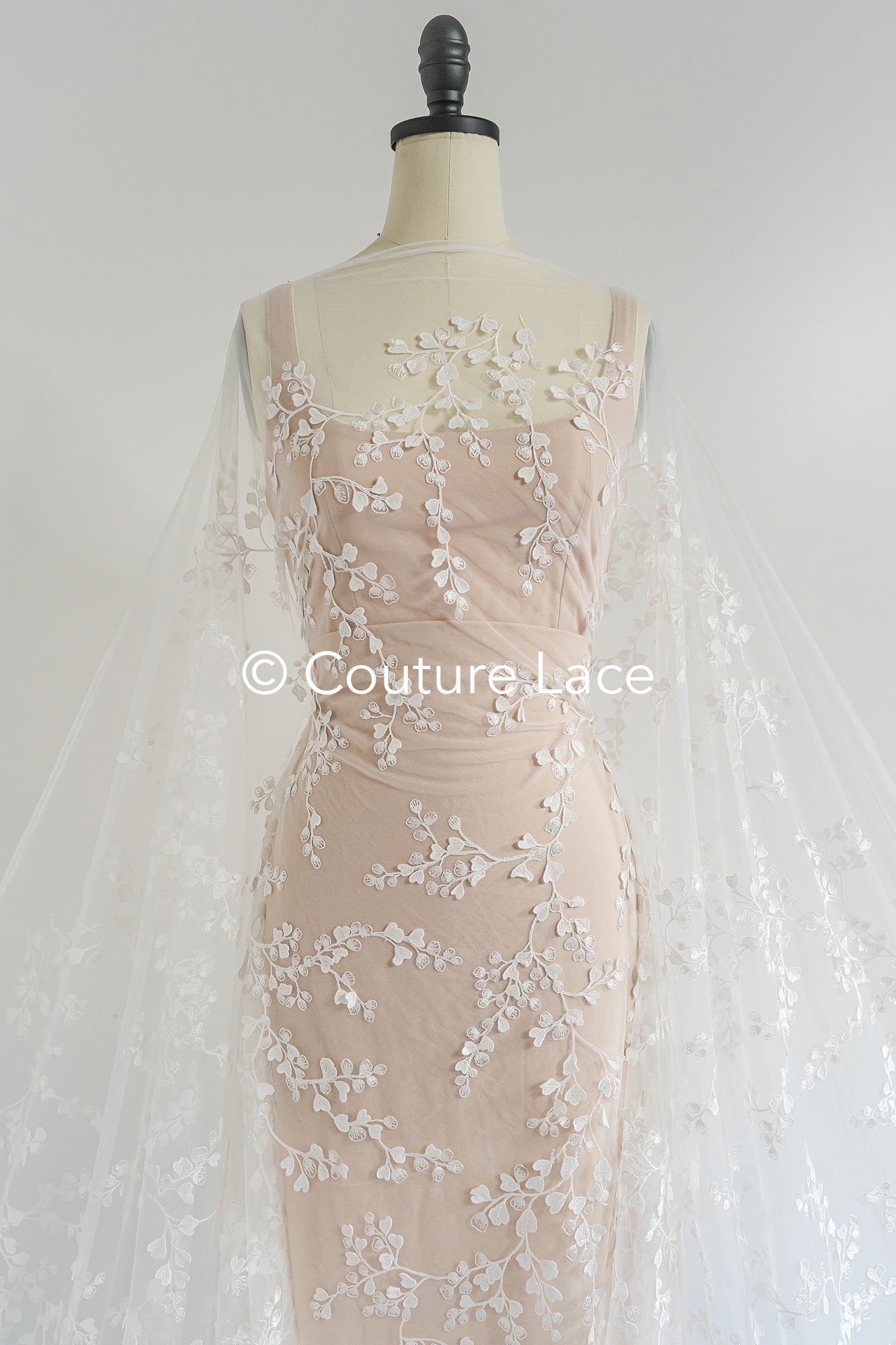 Floral bridal lace/ bridal lace fabric/ off-white bridal lace/ embroidered wedding lace/ couture lace/ L24-697
