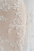 Floral bridal lace/ bridal lace fabric/ off-white bridal lace/ embroidered wedding lace/ couture lace/ L24-697