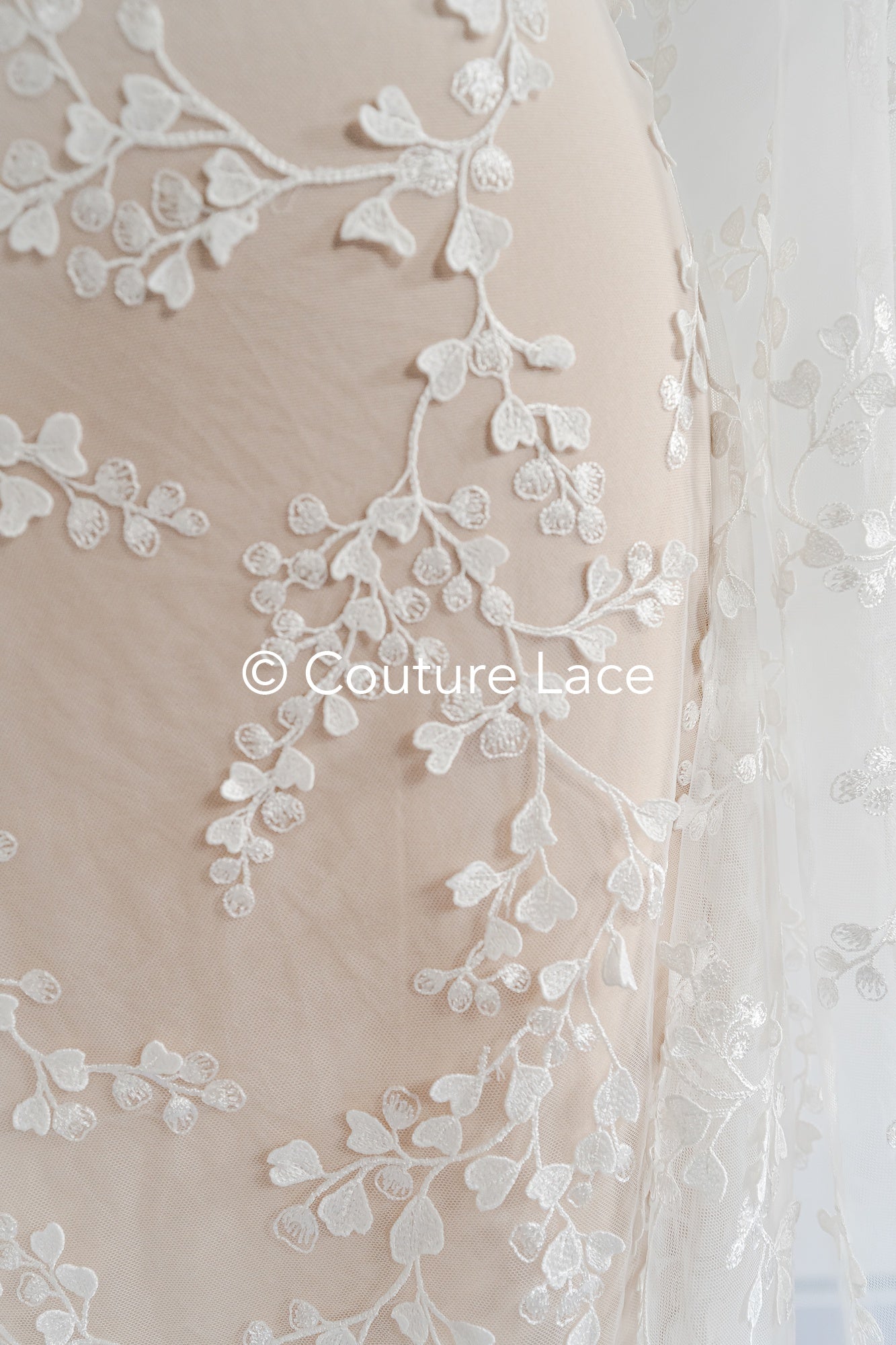 Floral bridal lace/ bridal lace fabric/ off-white bridal lace/ embroidered wedding lace/ couture lace/ L24-697