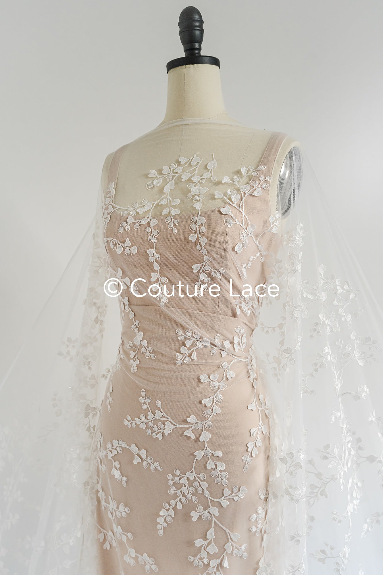 Floral bridal lace/ bridal lace fabric/ off-white bridal lace/ embroidered wedding lace/ couture lace/ L24-697
