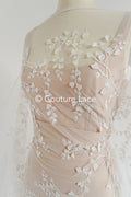 Floral bridal lace/ bridal lace fabric/ off-white bridal lace/ embroidered wedding lace/ couture lace/ L24-697