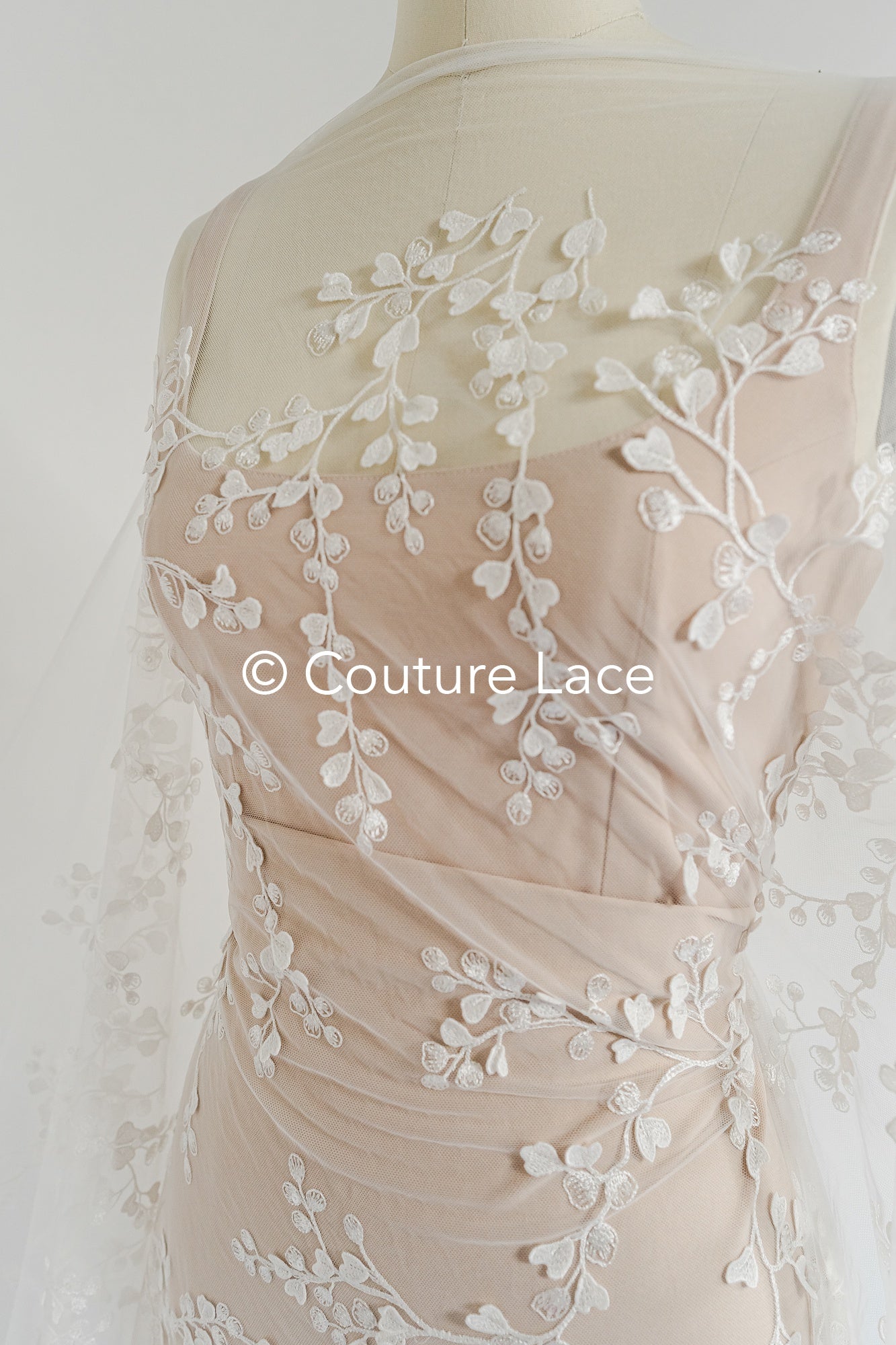 Floral bridal lace/ bridal lace fabric/ off-white bridal lace/ embroidered wedding lace/ couture lace/ L24-697