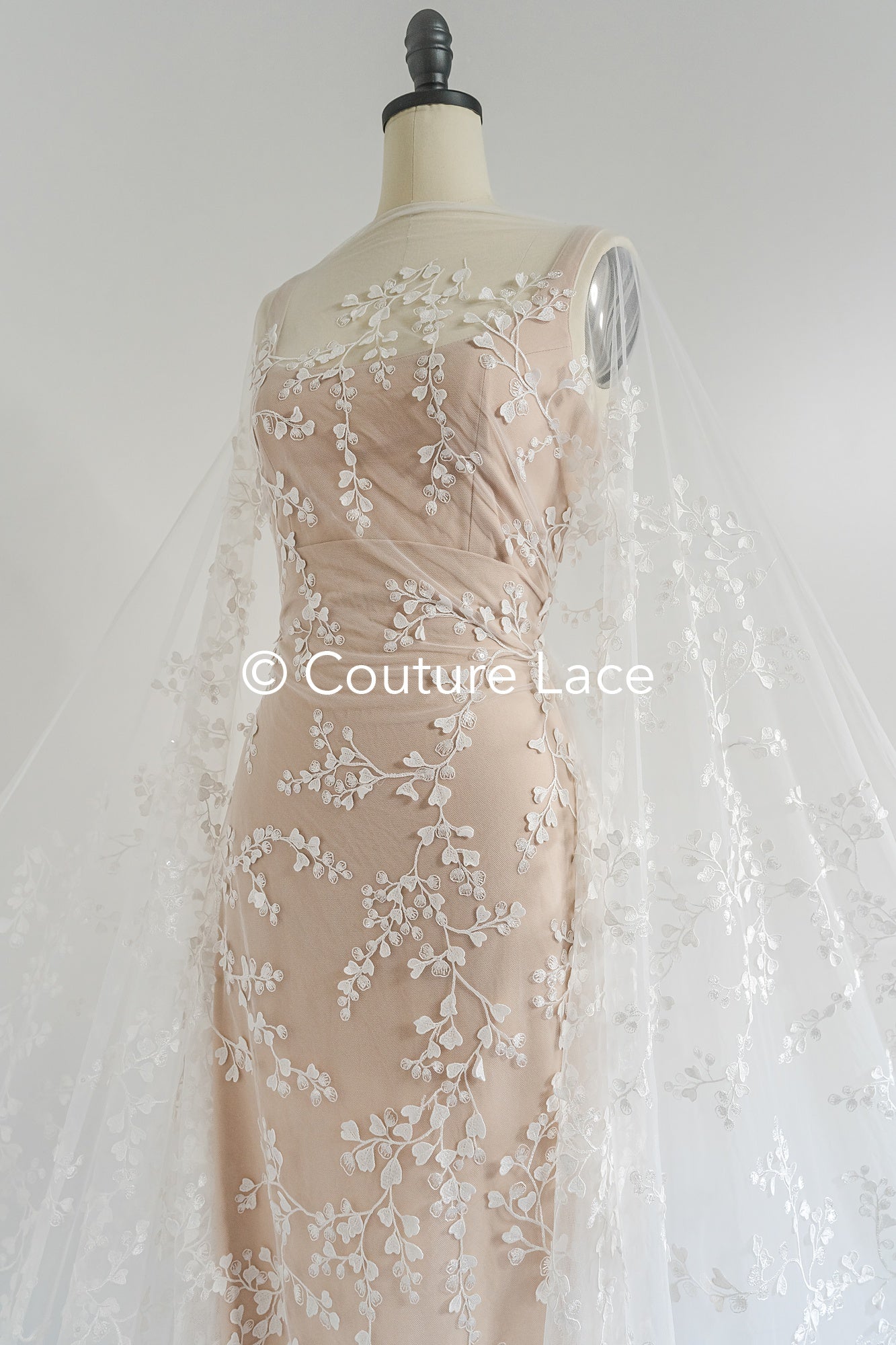 Floral bridal lace/ bridal lace fabric/ off-white bridal lace/ embroidered wedding lace/ couture lace/ L24-697