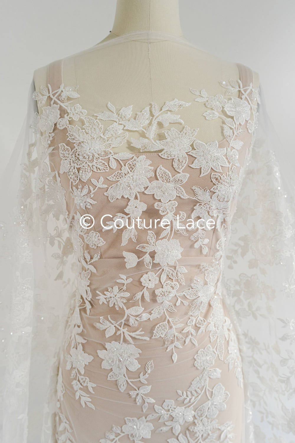 Perlen-Spitzenstoff/ Couture-Spitzenstoff/ Braut-Spitzenstoff/ Perlen-Spitzenstoff// L24-698