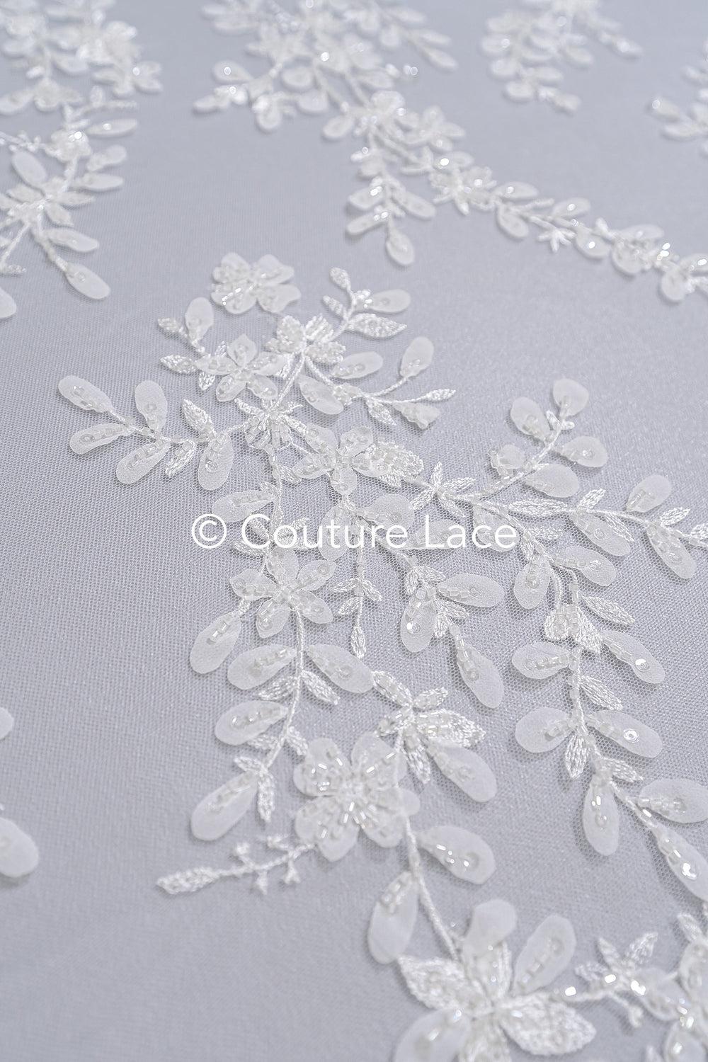 3D flower lace fabric/ French bridal lace fabric/ Romantic floral lace fabric with 3D flowers/ Wedding lace fabric// L24-699