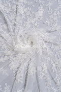 3D flower lace fabric/ French bridal lace fabric/ Romantic floral lace fabric with 3D flowers/ Wedding lace fabric// L24-699