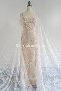 3D flower lace fabric/ French bridal lace fabric/ Romantic floral lace fabric with 3D flowers/ Wedding lace fabric// L24-699