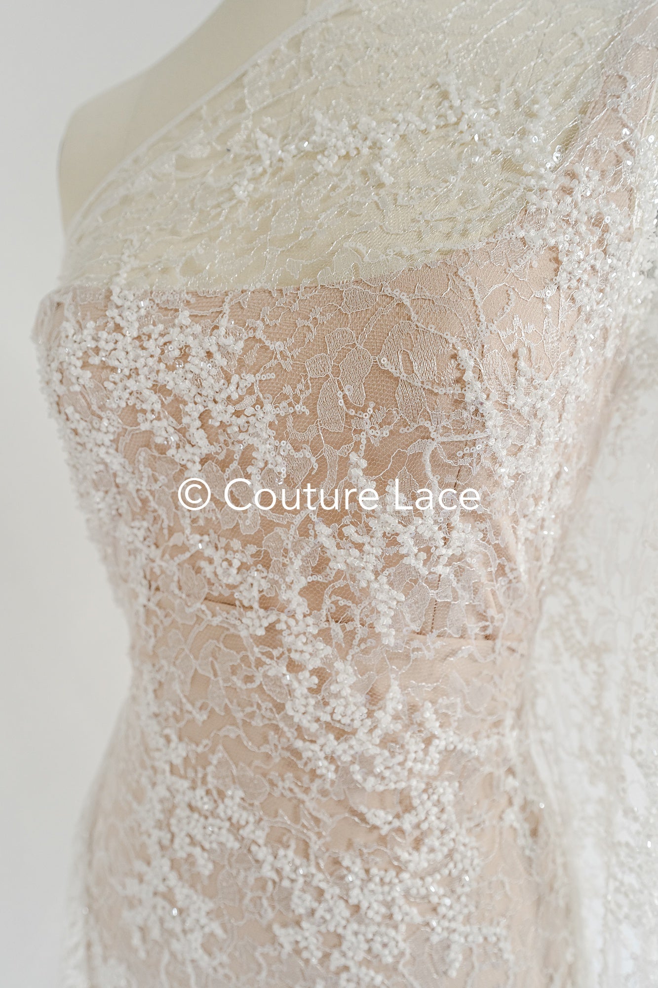 Perlen-Spitzenstoff/ französicher Couture-Spitzenstoff/ Braut-Spitzenstoff/ Perlen-Spitzenstoff// L24-700