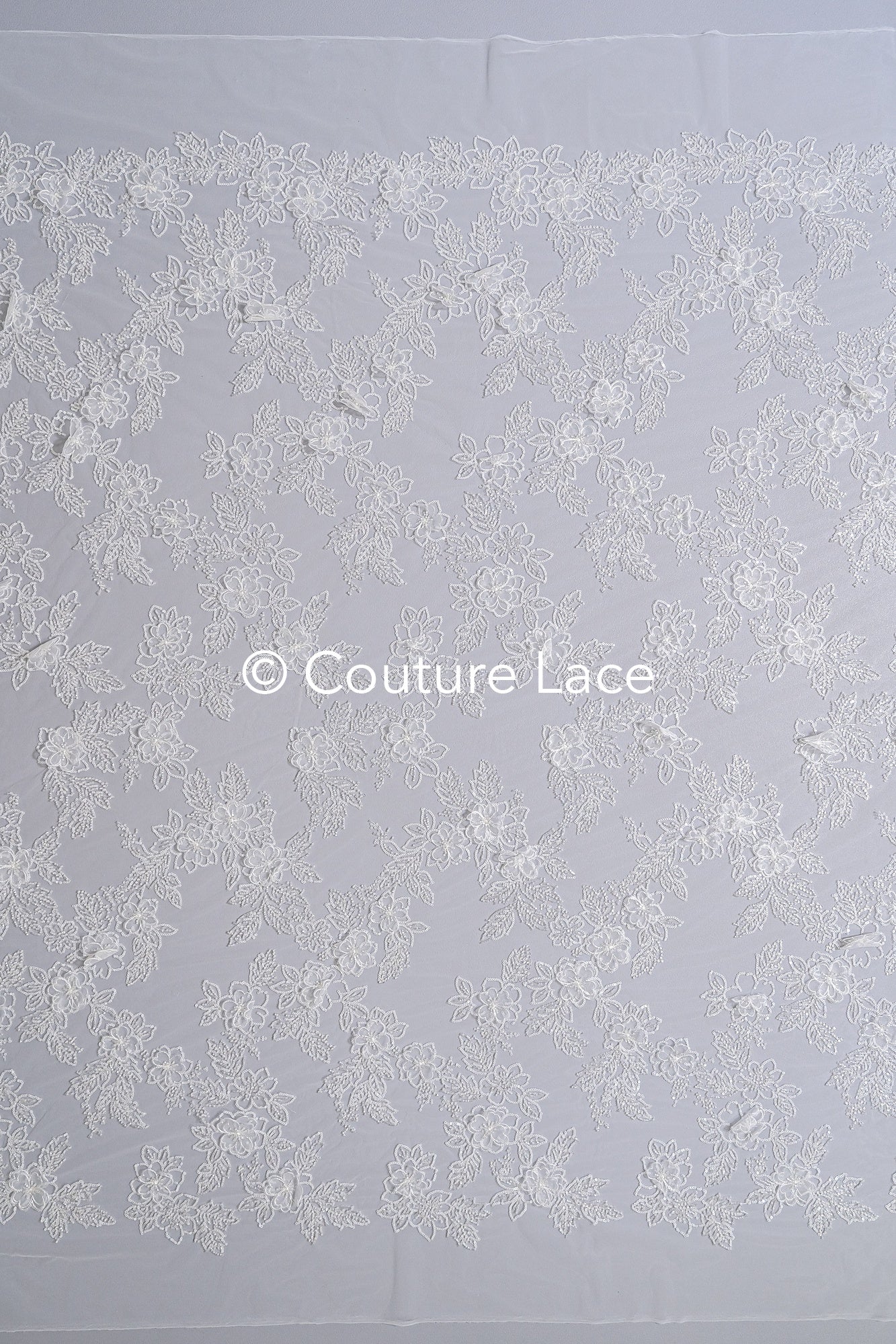 3D Blumen-Spitzenstoff/ Braut-Spitzenstoff/ Romantischer Blumen-Spitzenstoff mit 3D Blumen/ Hochzeitsspitzenstoff// L24-701