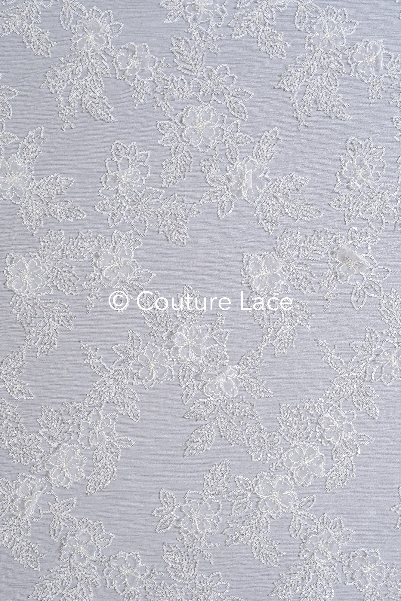 3D Blumen-Spitzenstoff/ Braut-Spitzenstoff/ Romantischer Blumen-Spitzenstoff mit 3D Blumen/ Hochzeitsspitzenstoff// L24-701