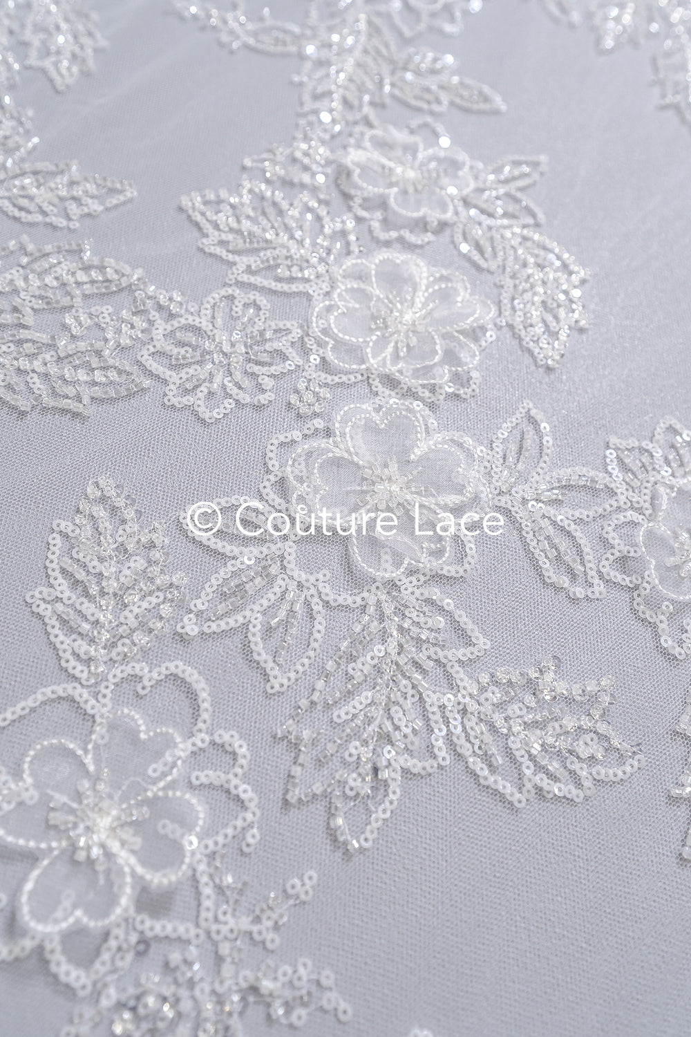 3D Blumen-Spitzenstoff/ Braut-Spitzenstoff/ Romantischer Blumen-Spitzenstoff mit 3D Blumen/ Hochzeitsspitzenstoff// L24-701
