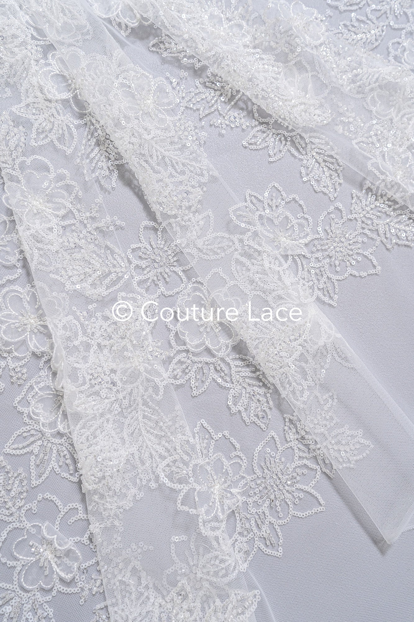 3D Blumen-Spitzenstoff/ Braut-Spitzenstoff/ Romantischer Blumen-Spitzenstoff mit 3D Blumen/ Hochzeitsspitzenstoff// L24-701