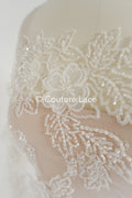 3D Blumen-Spitzenstoff/ Braut-Spitzenstoff/ Romantischer Blumen-Spitzenstoff mit 3D Blumen/ Hochzeitsspitzenstoff// L24-701