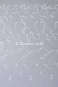 3D Blumen-Spitzenstoff/ Braut-Spitzenstoff/ Romantischer Spitzenstoff mit 3D Blumen & Punkten// L24-702