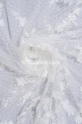 3D Blumen-Spitzenstoff/ Braut-Spitzenstoff/ Romantischer Spitzenstoff mit 3D Blumen & Punkten// L24-702