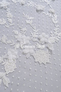 3D Blumen-Spitzenstoff/ Braut-Spitzenstoff/ Romantischer Spitzenstoff mit 3D Blumen & Punkten// L24-702